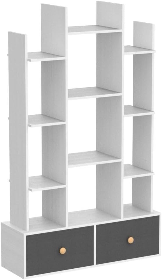 Bookshelf with 2 Drawers Free Standing Bookcase
