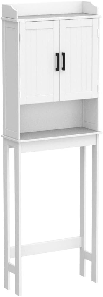 Bathroom Over-The-Toilet Storage Cabinet Organizer with Shelves and Doors, Small Freestanding Toilet Shelf