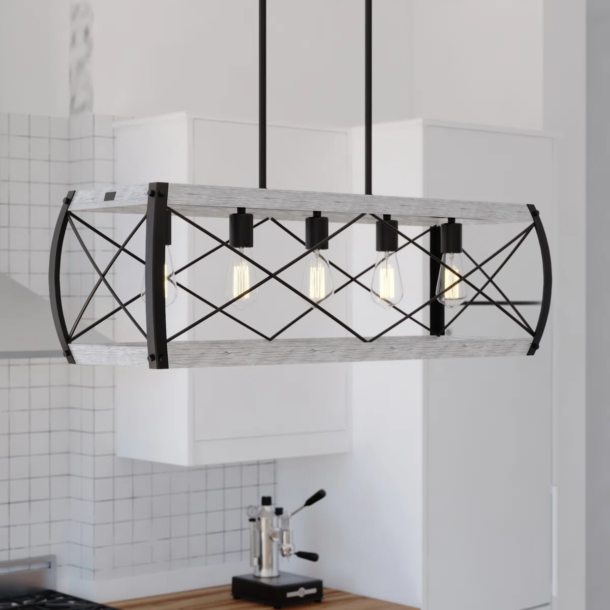5 - Light Textured Black Kitchen Island Pendant
