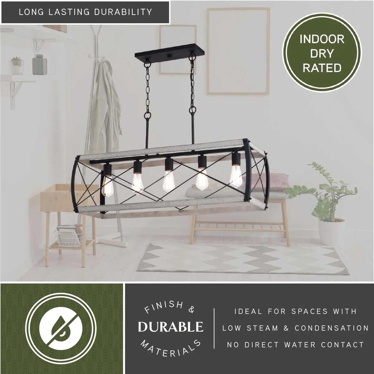 5 - Light Textured Black Kitchen Island Pendant