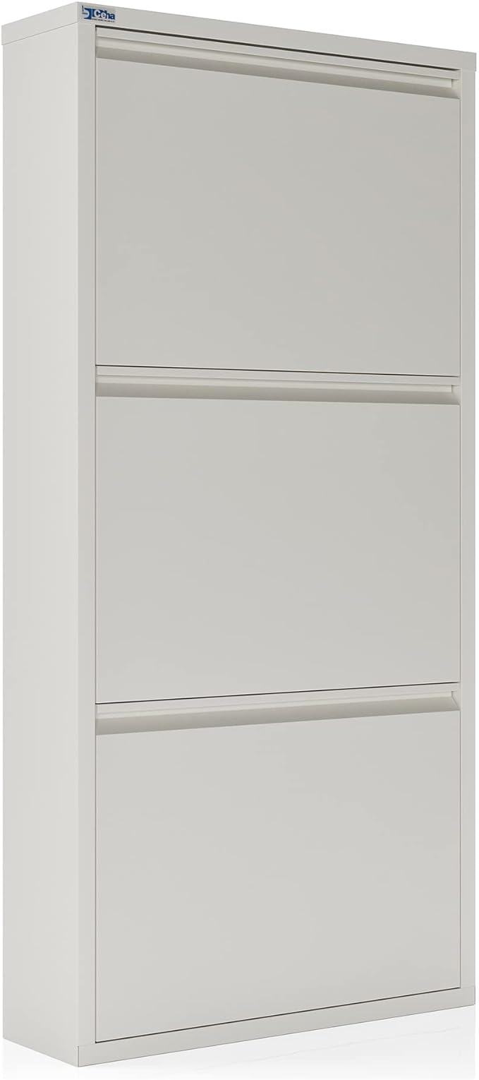 3 Tier Metal Shoe Cabinet with Cover, Durable Shoe Storage Organizer