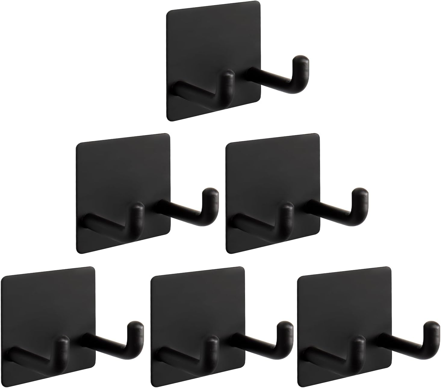 Razor Holder, Self Adhesive Towel Hooks for Bathroom, 6 Pack Stainless Steel Sticky Shower Razor Hook Waterproof Shaver Hanger Double Wall Hooks for Hanging Plug Loofah Robe(Matte Black)