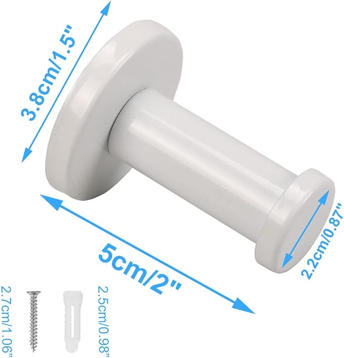 Bath Towel Hooks, 6 Pack Round Coat Hooks, Sturdy Wall Mounted Robe Hook, SUS 304 Stainless Steel Heavy Duty Clothes Hanger, Wall Towel Hooks for Bathroom Bedroom Kitchen (2 in, White)