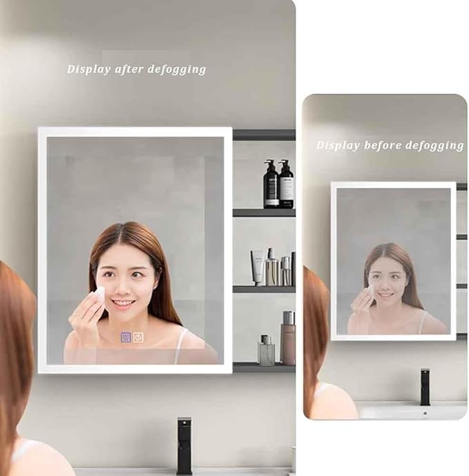 Smart Wall Cabinet with Lights 80cm Medicine Cabinet with Anti-Fog Mirror Mirror Cabinet