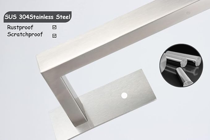 Bathroom Towel Bar Self Adhesive, No Drilling Towel Rack Easy to Install, Hand Towel Holder Made of Premium Stainless Steel Sticky on Hand Towel Hanger for Kitchen, Toilet.(18IN, Brushed)