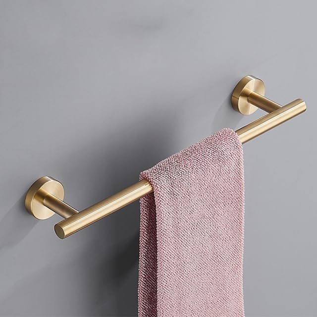 6 Pieces Bathroom Hardware Set 304 Stainless Steel-Towel Rack Set Include Hand Towel Bar+Toilet Paper Holder+4 Robe Towel Hooks Bathroom Accessory Towel Bar Set (Gold, 24IN)