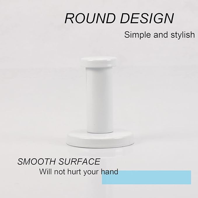Bath Towel Hooks, 6 Pack Round Coat Hooks, Sturdy Wall Mounted Robe Hook, SUS 304 Stainless Steel Heavy Duty Clothes Hanger, Wall Towel Hooks for Bathroom Bedroom Kitchen (2 in, White)