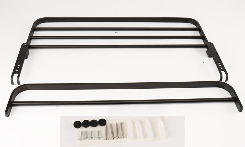 Towel Rack for Bathroom, Bath Towel Holder with Double Towel Bar and Foldable Towel Shelf, Rustproof Towel Organizer Wall Mounted Towel Storage Hanger (24In Black)