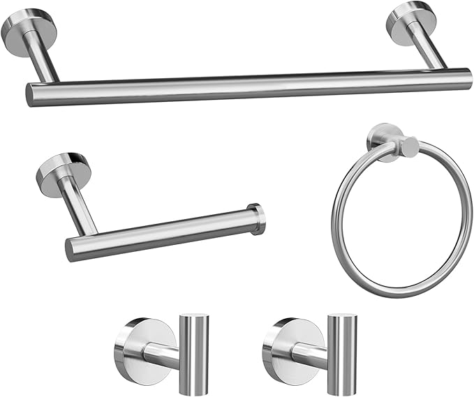 5-Pieces Brushed Nickel Bathroom Accessories Set