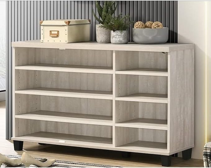 Dusty Gray Oak Finish 3-Door Shoe Cabinet