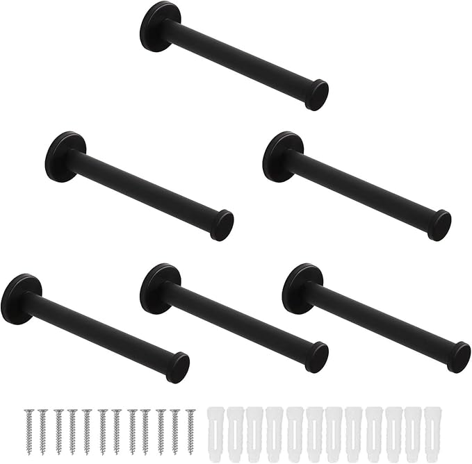 Bath Towel Hooks, 6 Pack Round Coat Hooks, Sturdy Wall Mounted Robe Hook, SUS 304 Stainless Steel Heavy Duty Clothes Hanger, Wall Towel Hooks for Bathroom Bedroom Kitchen (6 in, Black)