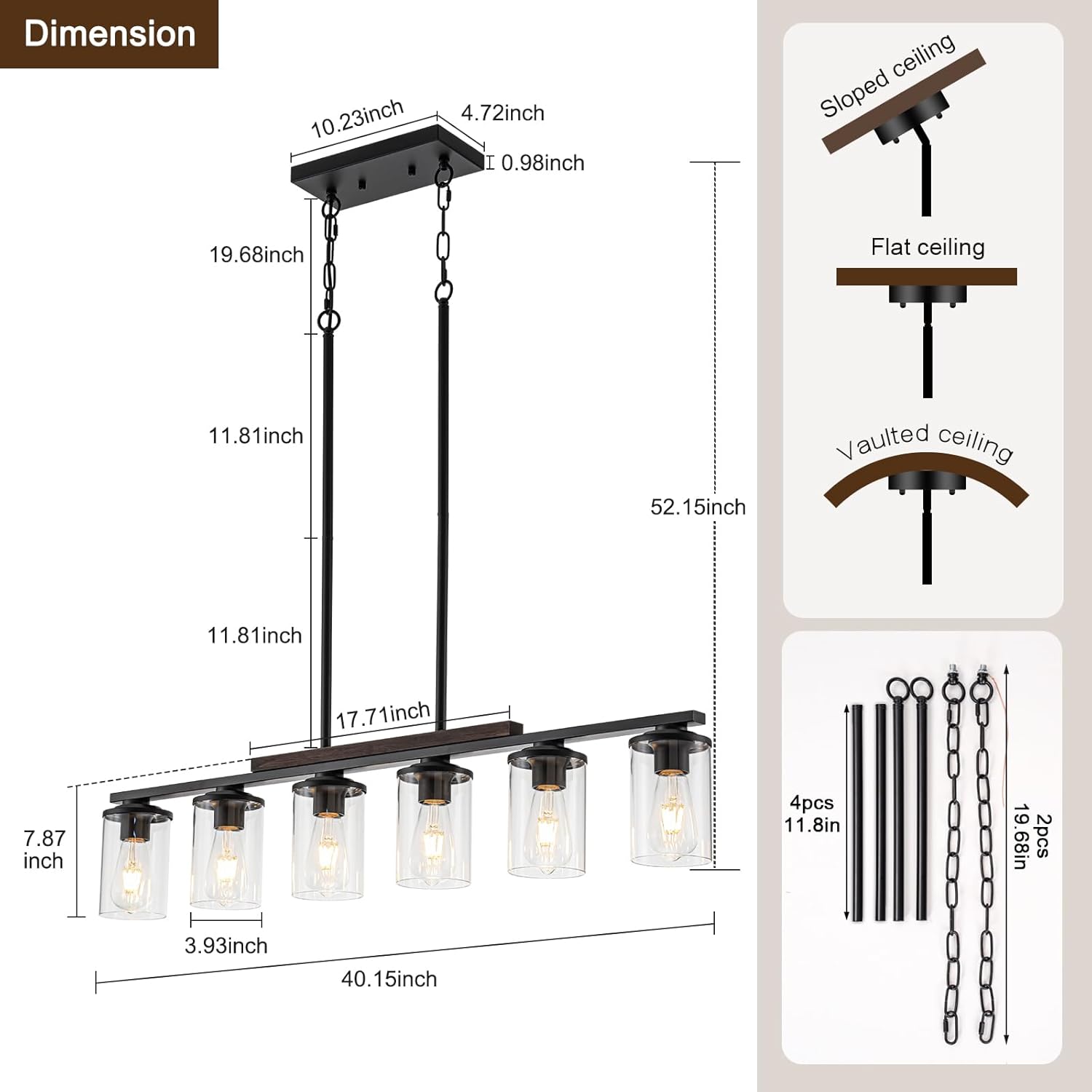 40.15'' Large Dining Room Chandelier Over Table