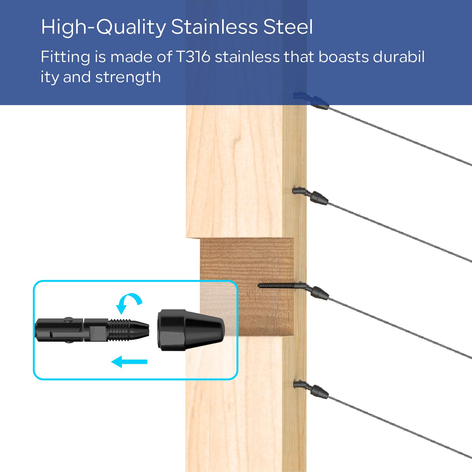 10 Pairs Black Cable Railing Kit QuickLock,Multi-Angle 180°Adjustable Right & Left Handed Thread Swageless Lag Screws