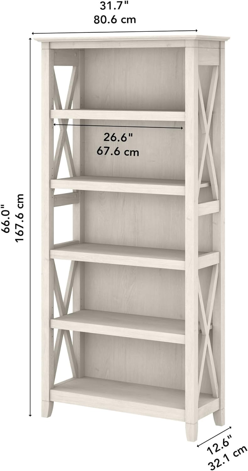 Bookcase Shelf in Linen White Oak | Farmhouse Bookshelf Display Cabinet