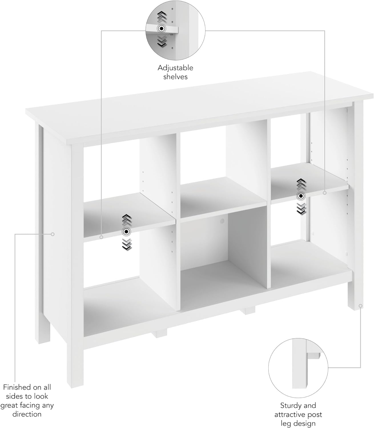6 Cube Organizer in Pure White | Storage for Home Office Workspace