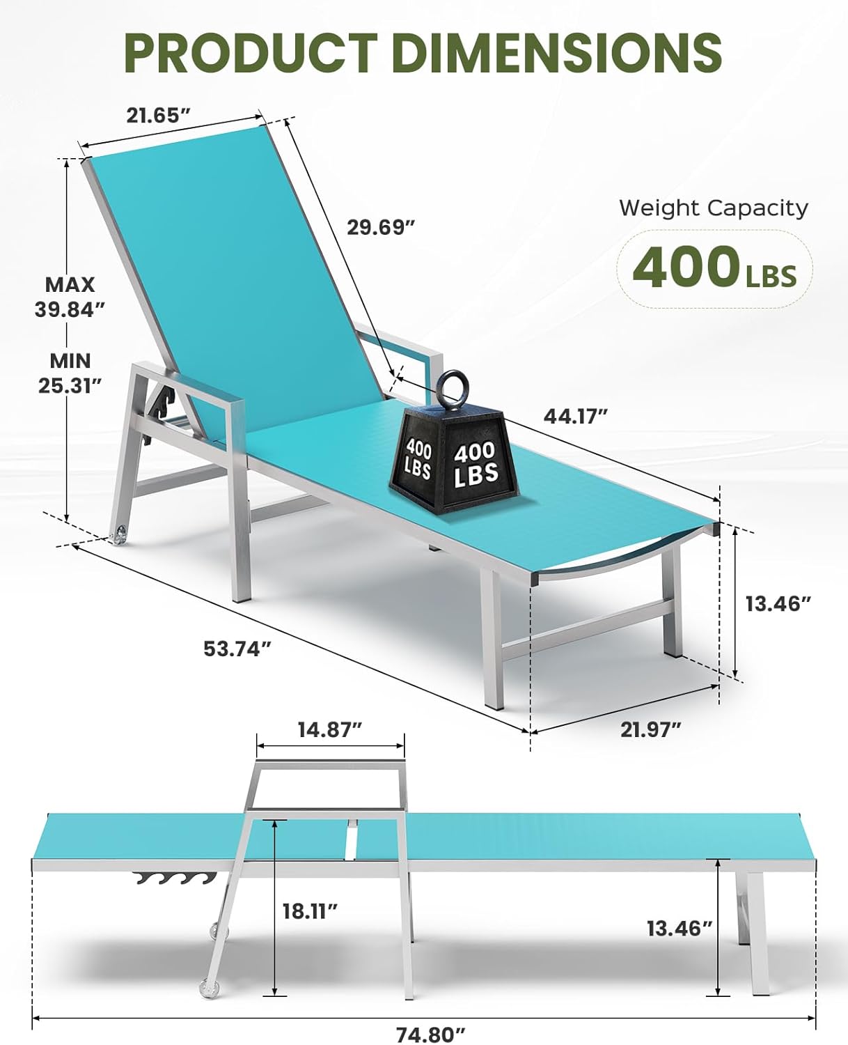 Patio Chaise Lounge Chair Outdoor Set of 2