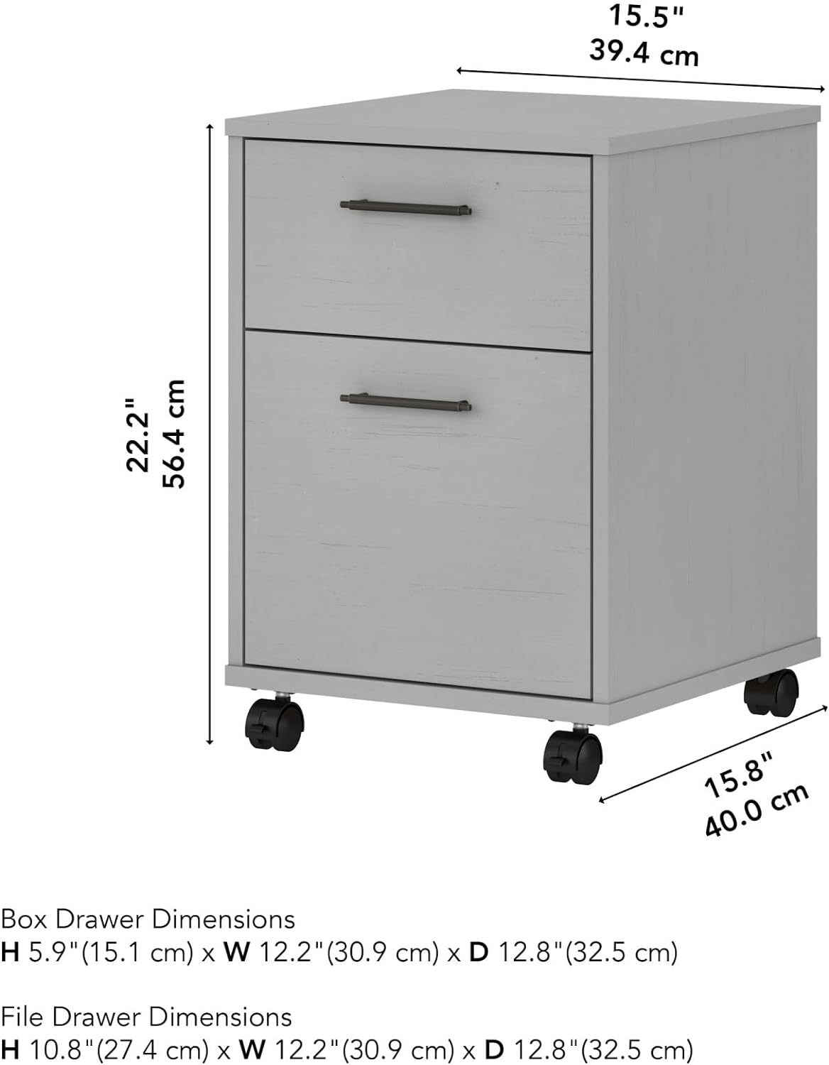 2 Drawer Rolling File Cabinet in Cape Cod Gray, Mobile Organization