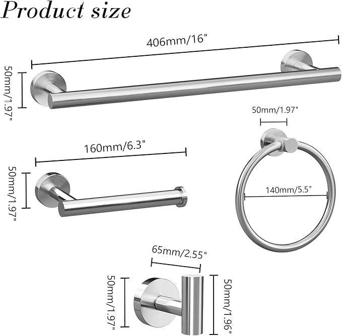 5-Pieces Brushed Nickel Bathroom Accessories Set