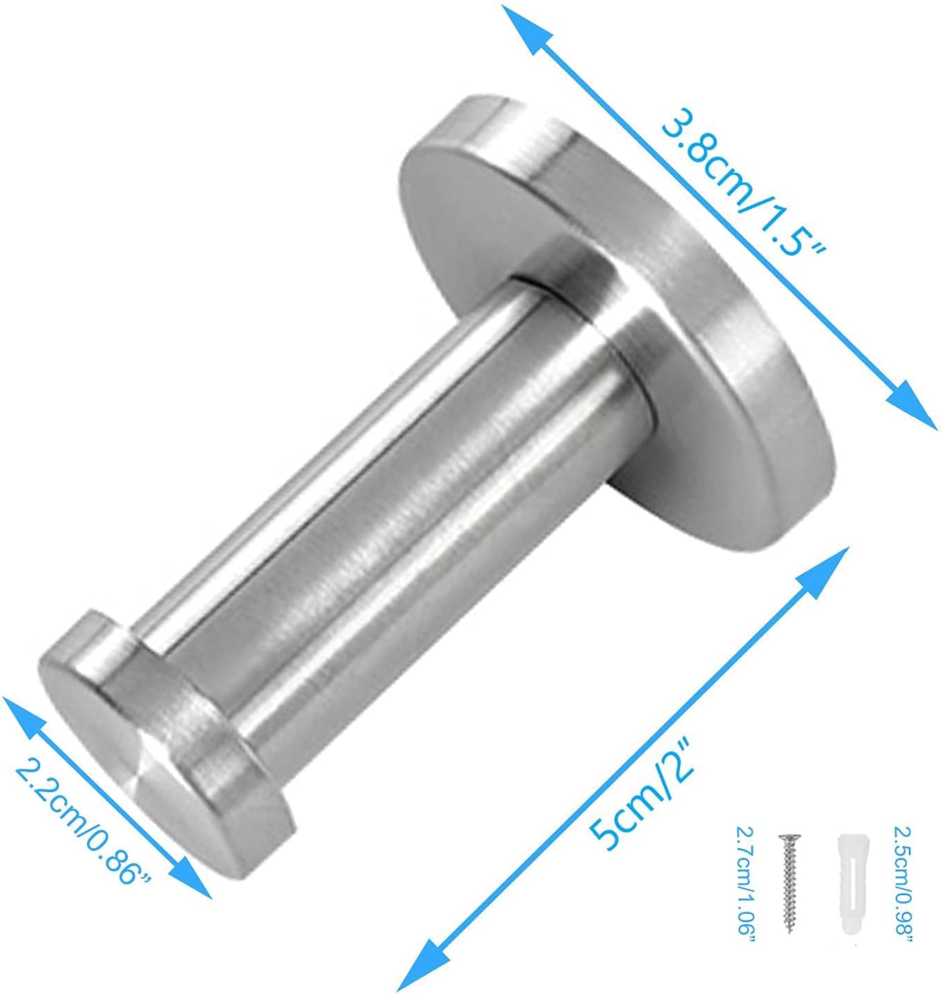 Bathroom Towel Hooks, 6 Pack Round Coat Hooks, Sturdy Wall Mounted Robe Hook, SUS 304 Stainless Steel Heavy Duty Clothes Hanger, Wall Towel Hooks for Bathroom Bedroom Kitchen (Brushed)