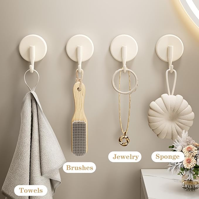 Suction Cup Hook for Shower, 5 Pack Heavy Duty Shower Hook Removable Suction Cup Hanger for Wall/Window/Glass/Mirror/Tile, Hang up to 18LB Waterproof Robe and Towel Hook for Bathroom(White)