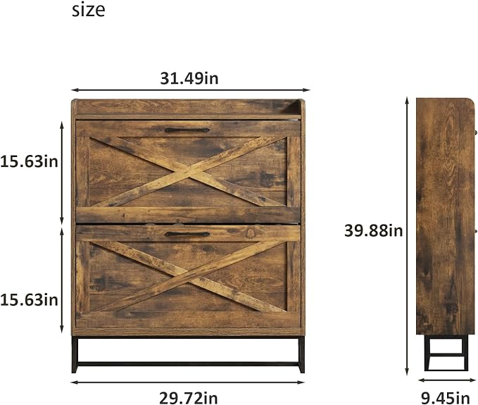 Shoe Storage Cabinet with 2 Flip Drawers