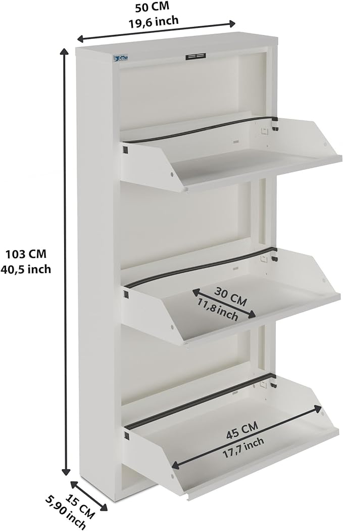 3 Tier Metal Shoe Cabinet with Cover, Durable Shoe Storage Organizer