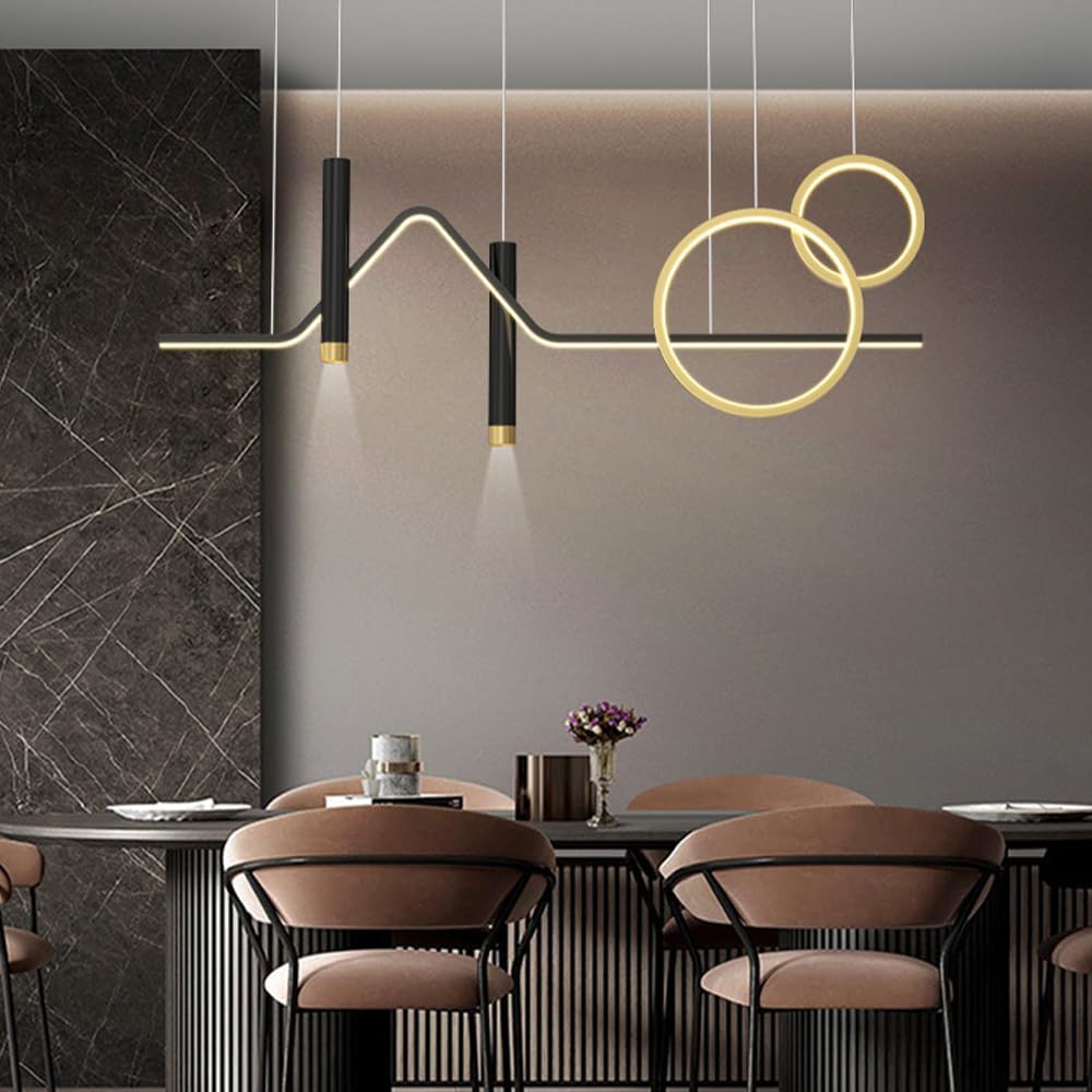 Dining Room Chandelier Linear Metal Pendant Light 