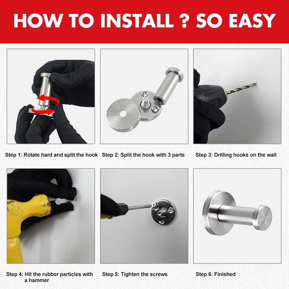 6 Pieces Bathroom Hardware Set 304 Stainless Steel-Towel Rack Set Include Hand Towel Bar+Toilet Paper Holder+4 Robe Towel Hooks Bathroom Accessory Towel Bar Set (16IN, Chrome)