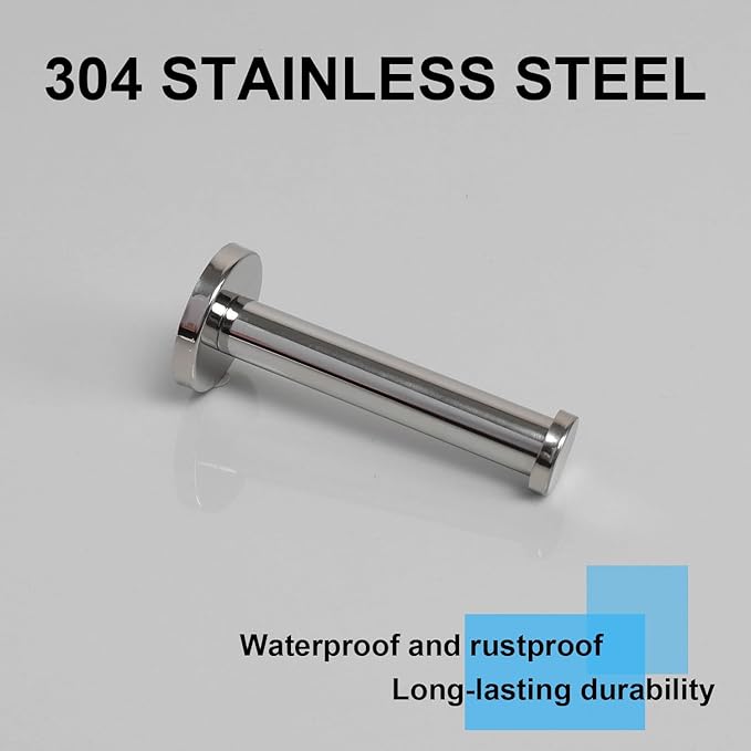 Bath Towel Hooks, 6 Pack Round Coat Hooks, Sturdy Wall Mounted Robe Hook, SUS 304 Stainless Steel Heavy Duty Clothes Hanger, Wall Towel Hooks for Bathroom Bedroom Kitchen (4 in, Chrome)