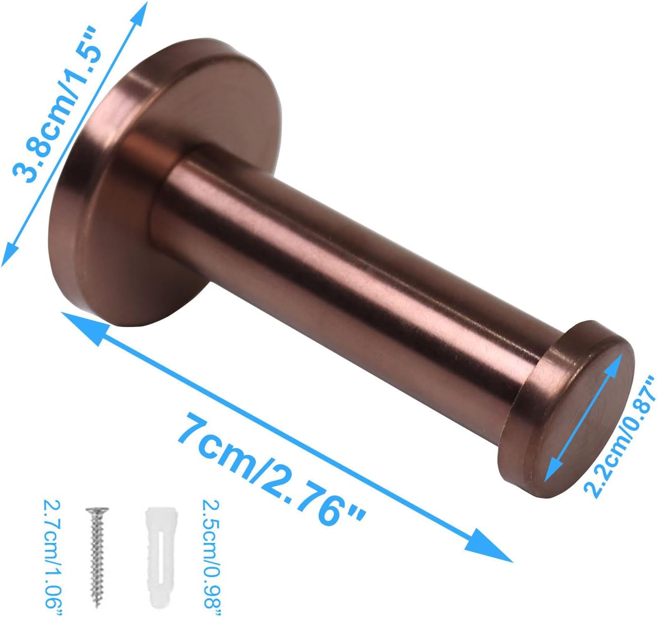 Bath Towel Hooks, 6 Pack Round Coat Hooks, Sturdy Wall Mounted Robe Hook, SUS 304 Stainless Steel Heavy Duty Clothes Hanger, Wall Towel Hooks for Bathroom Bedroom Kitchen (3 in, Bronze)