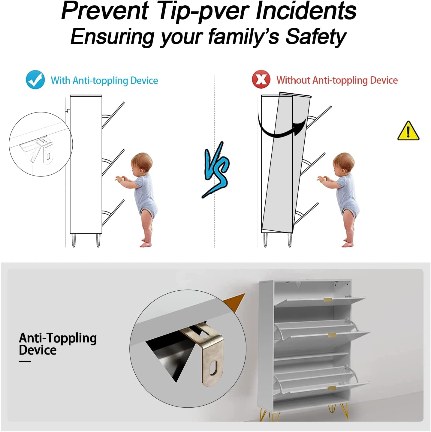 Free Standing Tipping Bucket Shoes Cabinets for Entryway