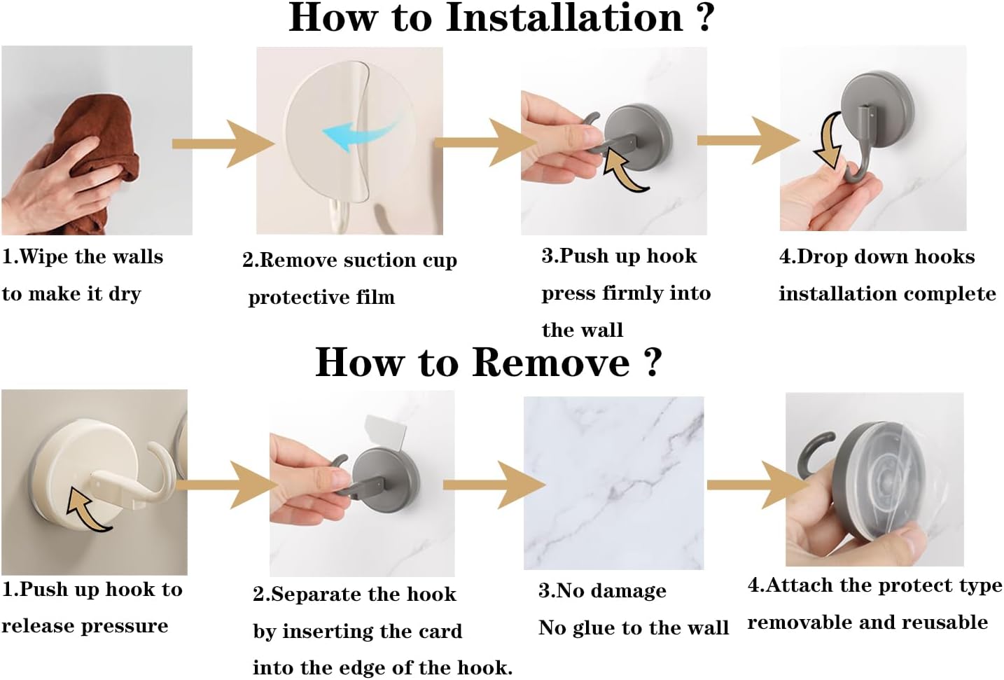 Suction Cup Hook for Shower, 5 Pack Heavy Duty Shower Hook Removable Suction Cup Hanger for Wall/Window/Glass/Mirror/Tile, Hang up to 18LB Waterproof Robe and Towel Hook for Bathroom(White)