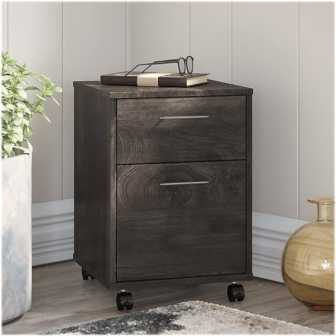 2-Drawer Mobile File Cabinet, Letter/Legal, Dark Gray Hickory, 16-Inch
