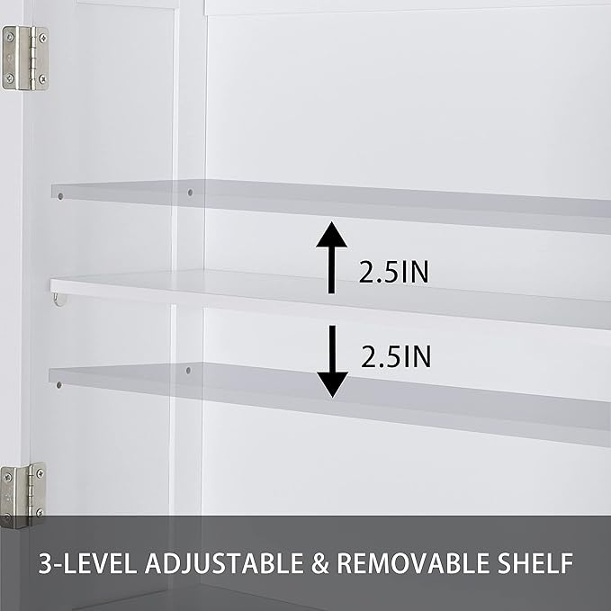 Bathroom Over-The-Toilet Storage Cabinet Organizer with Shelves and Doors, Small Freestanding Toilet Shelf