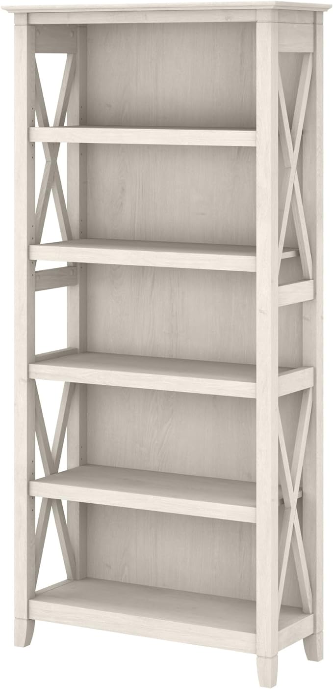 Bookcase Shelf in Linen White Oak | Farmhouse Bookshelf Display Cabinet