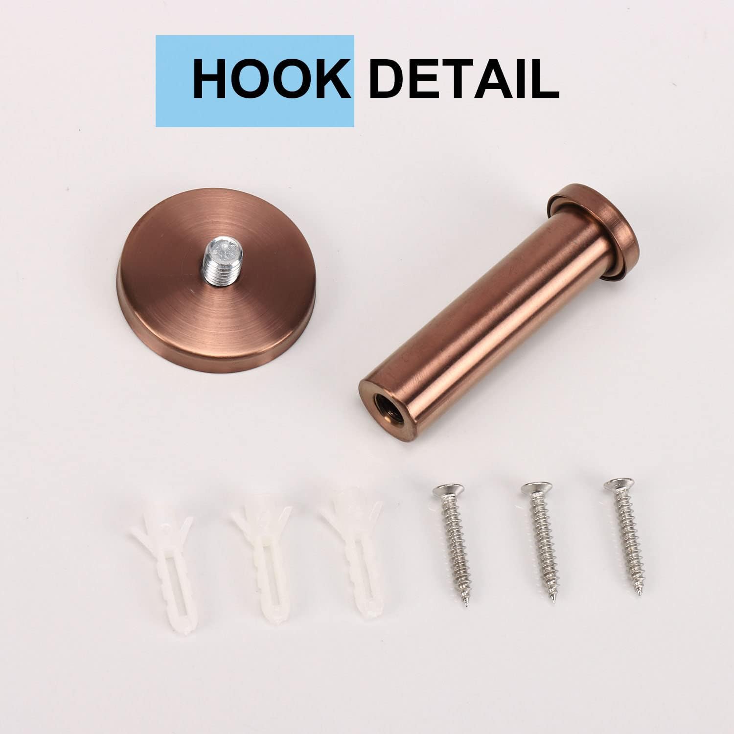 Bath Towel Hooks, 6 Pack Round Coat Hooks, Sturdy Wall Mounted Robe Hook, SUS 304 Stainless Steel Heavy Duty Clothes Hanger, Wall Towel Hooks for Bathroom Bedroom Kitchen (3 in, Bronze)