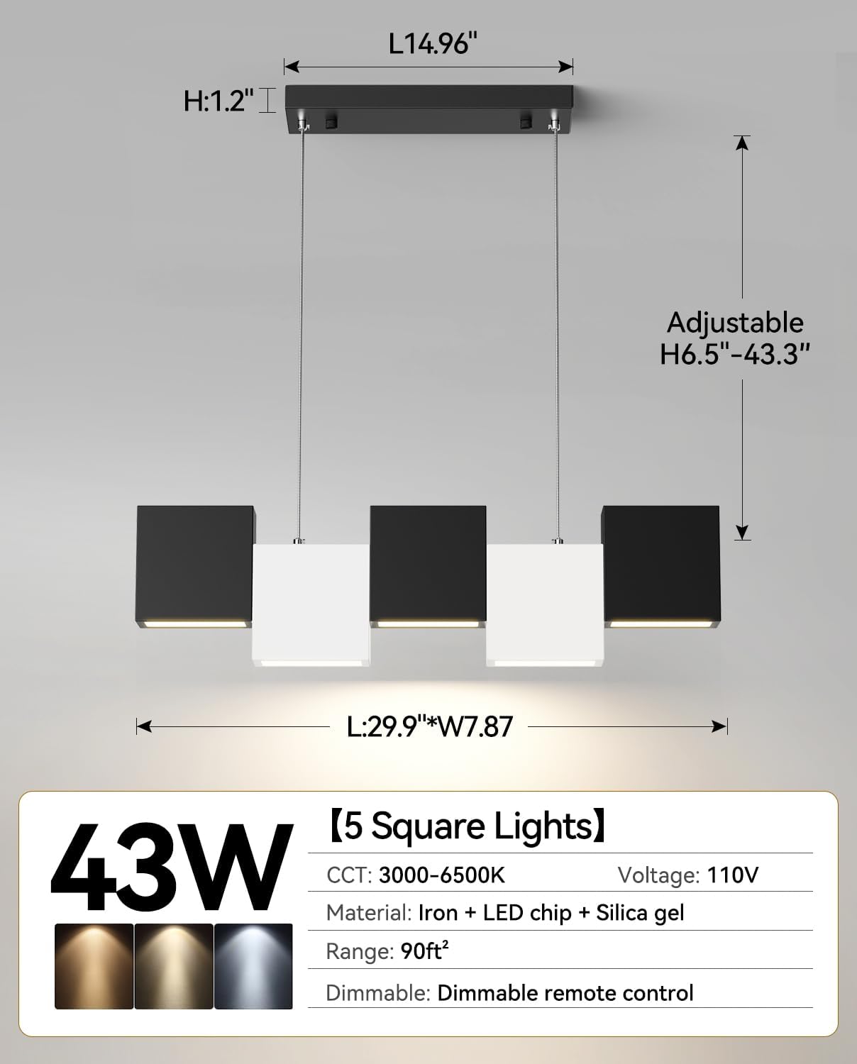 Modern LED Chandelier with 5 Lights
