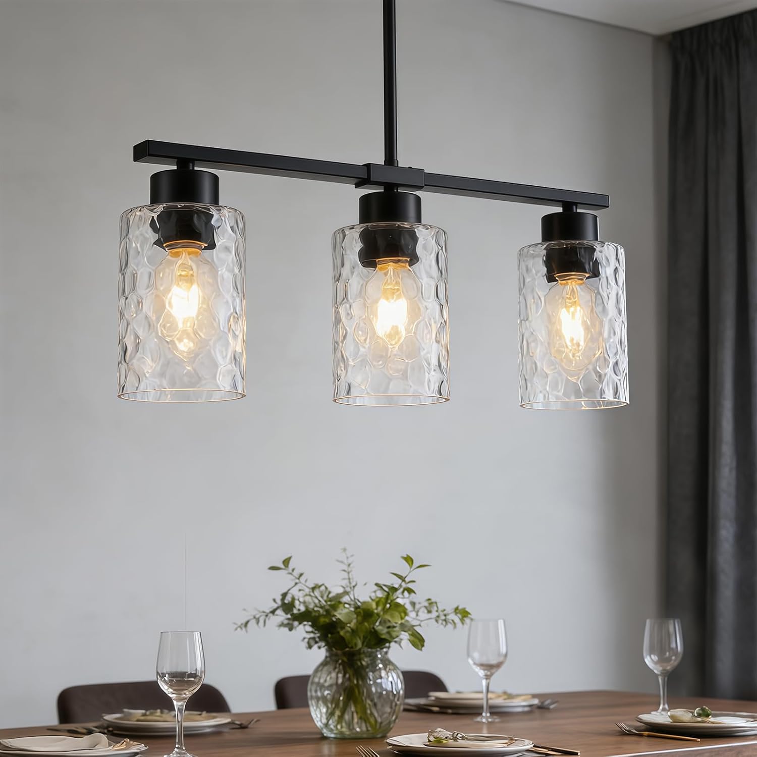 Black Hammered Glass Pendant Lights Kitchen Island Lighting