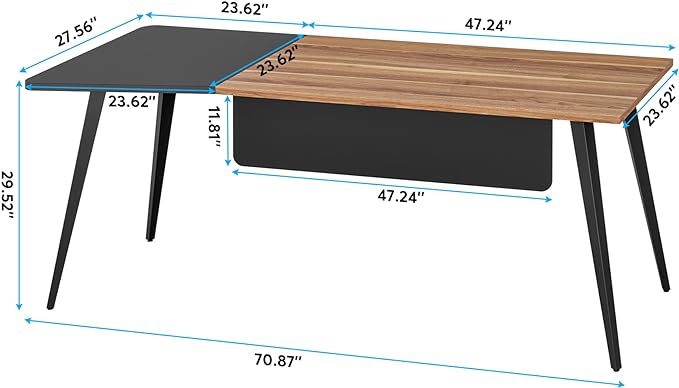 70 inch Large L Shape Computer Desk and 47" File Cabinet Set