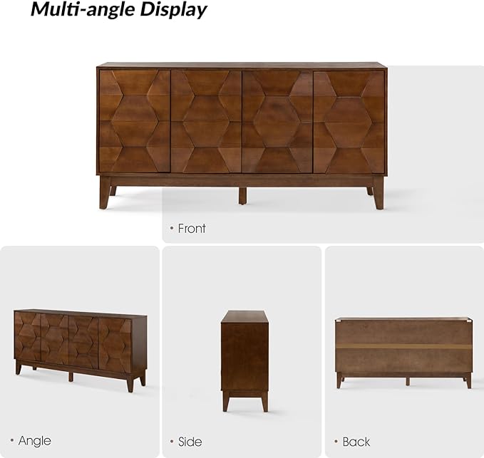 Modern Sideboard Buffet Cabinet with Solid Wood Legs