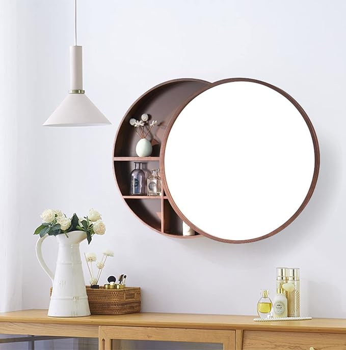 Wall-Mounted Vanity Mirrors Sliding Bathroom Mirror Round Bathroom Mirror Cabinet