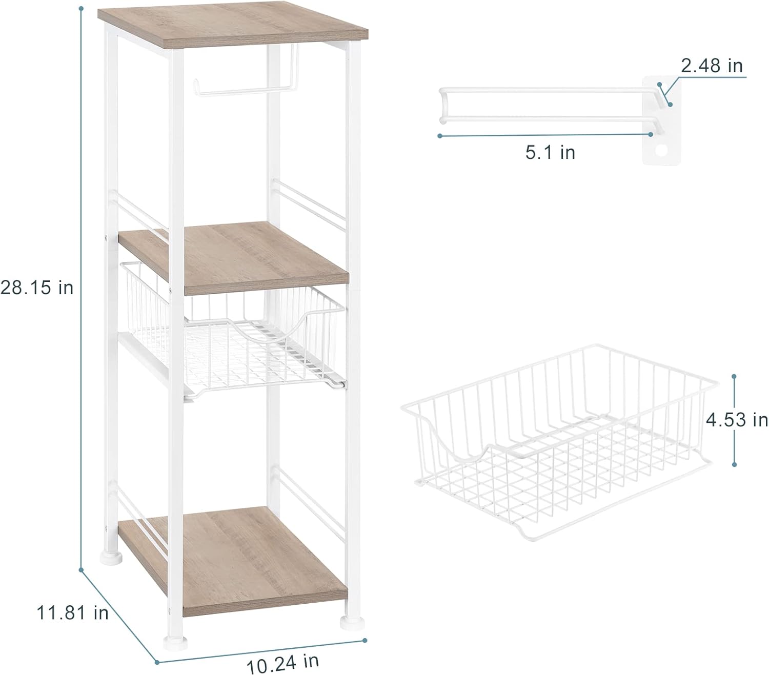 Toilet Paper Storage Cabinet Freestanding Bathroom Storage Organizer 3 Tier Narrow Bathroom Paper Towel Storage Cabinet
