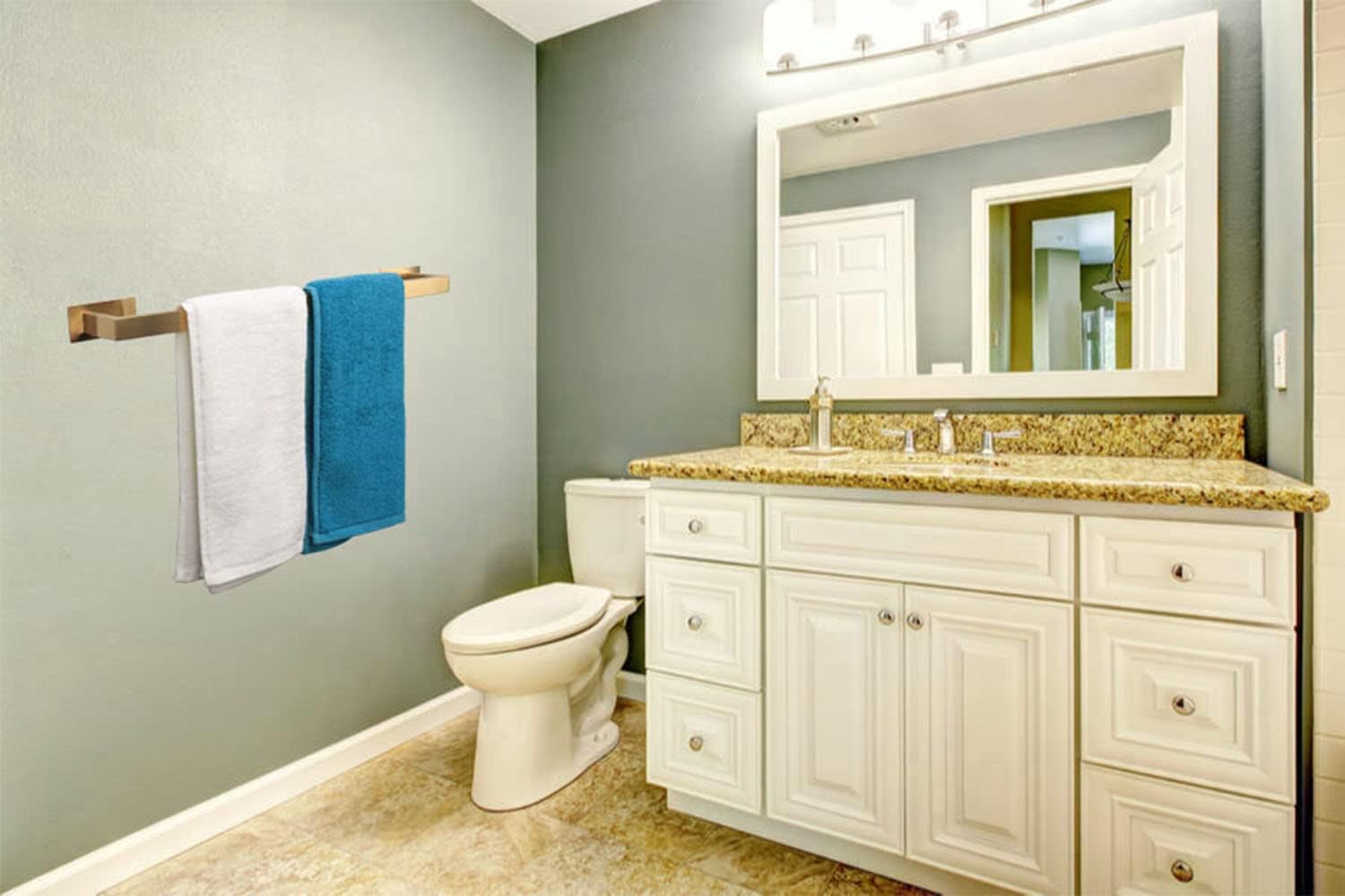 Bathroom Towel Bar Self Adhesive, No Drilling Towel Rack Easy to Install,Hand Towel Holder Made of Premium Stainless Steel Sticky on Hand Towel Hanger for Kitchen, Toilet.(24IN, Gold)