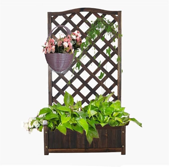 Outdoor Raised Garden Bed, with Drainage Holes Wood Flower Stand