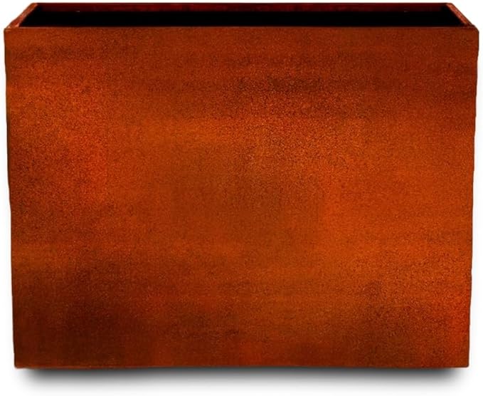Corten Steel Planter Large Rectangle for Outdoor, Metal Planter Box -30”x38”x10”