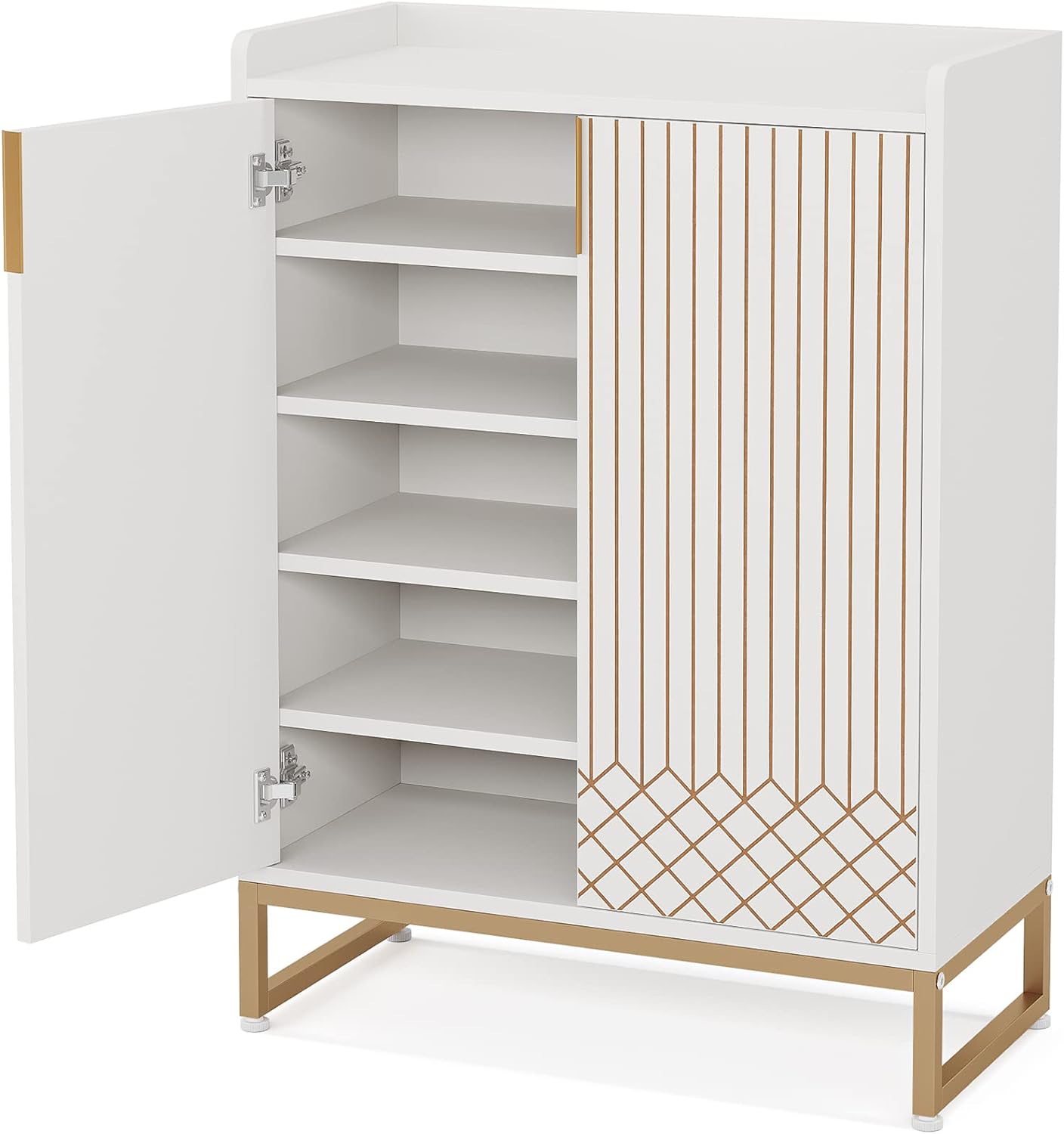 25 Pair Shoe Cabinets with Doors, 5-Tier Modern Shoe Rack Organizer