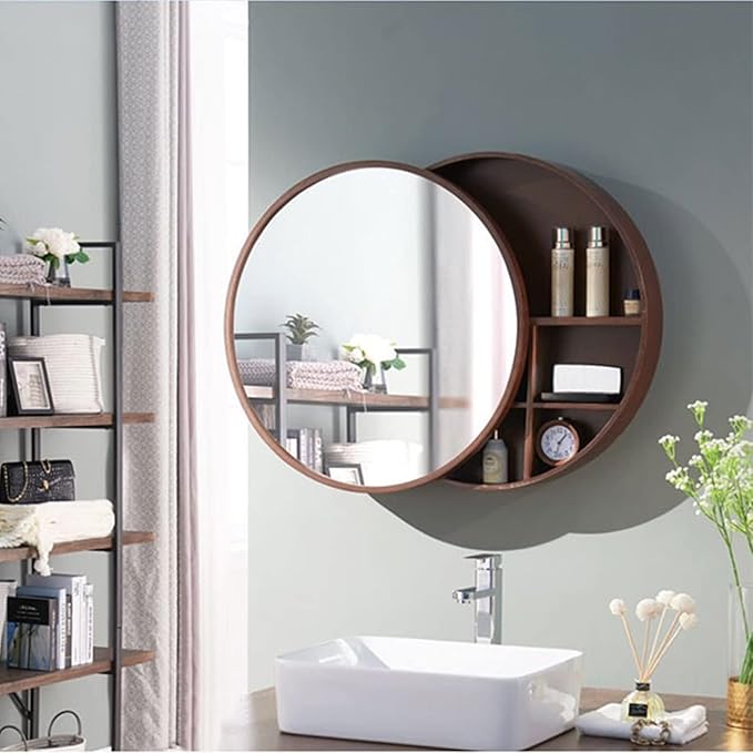 Wall-Mounted Vanity Mirrors Sliding Bathroom Mirror Round Bathroom Mirror Cabinet