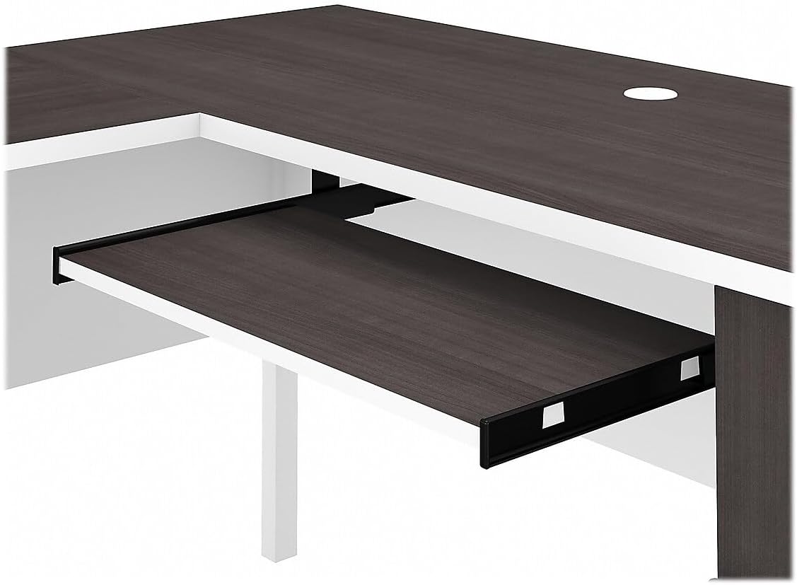 60W L Shaped Desk with Hutch and 5 Shelf Bookcase