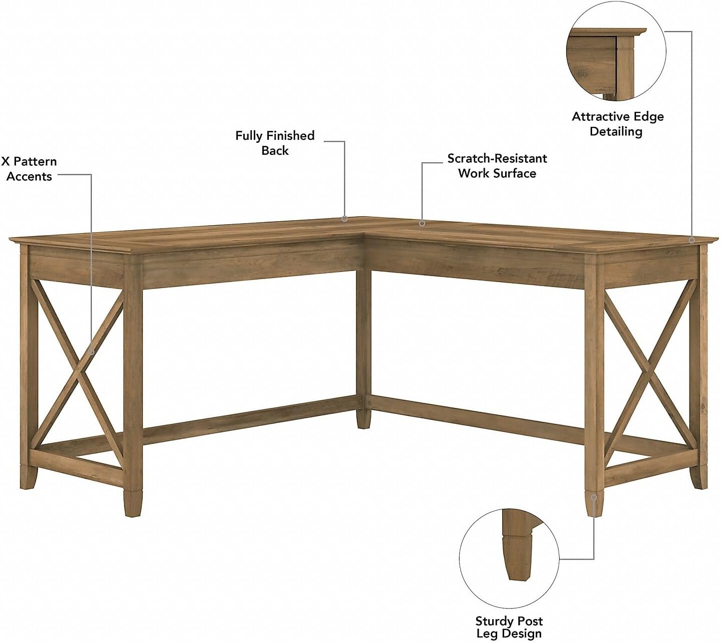 L Shaped Desk with 2 Drawer Mobile File Cabinet and 5 Shelf Bookcase