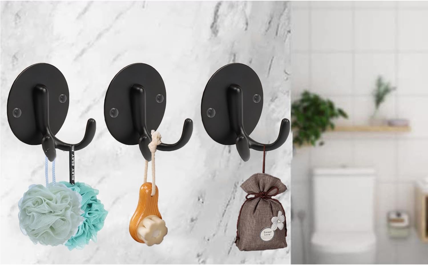 Bath Towel Hooks, 10 Pack Double Strong Coat Hooks, Sturdy Wall Mounted Robe Hook, SUS 304 Stainless Steel Heavy Duty Towel Hanger, Wall Hooks for Bathroom Bedroom Kitchen (3 in, Black)